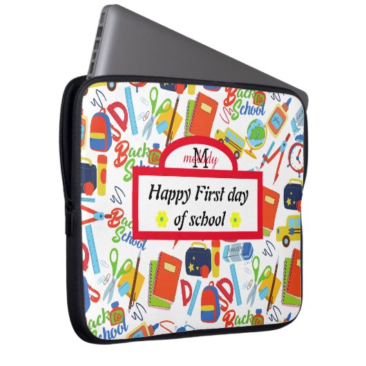 Lebhaftes, individualisierbares Zurück zu Schulfor Laptopschutzhülle (Vorne Rechts)
