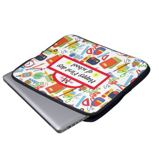 Lebhaftes, individualisierbares Zurück zu Schulfor Laptopschutzhülle (Vorne Knopf)