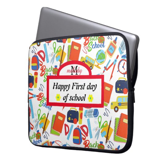 Lebhaftes, individualisierbares Zurück zu Schulfor Laptopschutzhülle (Vorderseite Links)