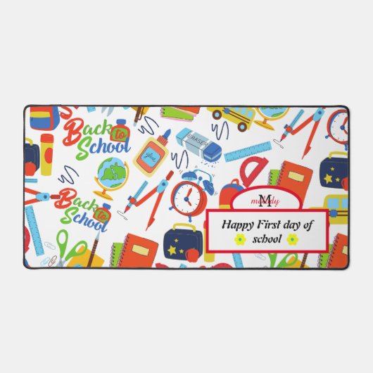 Lebhaftes, individualisierbares Zurück zu Schulfor Schreibtischunterlage (Vorderseite)