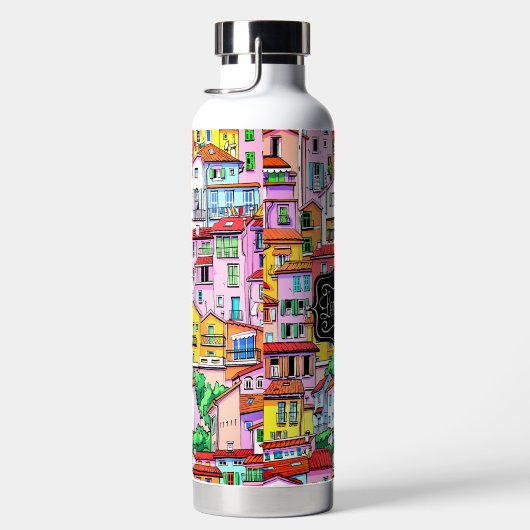 Lebhaftes italienisches Dorf Trinkflasche (Rechts)