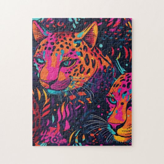 Lebhaftes Jungle Leopard Muster Puzzle (Vertikal)