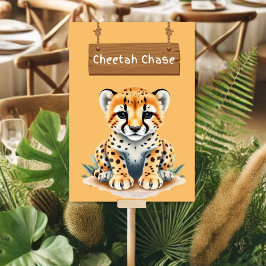 Lebhaftes Jungle Safari Cheetah Tafelschild Tischnummer