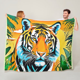 Lebhaftes Jungle Tiger Art Design Fleecedecke