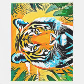 Lebhaftes Jungle Tiger Art Design Fleecedecke (Vorderseite)