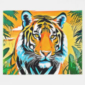 Lebhaftes Jungle Tiger Art Design Fleecedecke (Vorderseite (Horizontal))