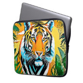 Lebhaftes Jungle Tiger Art Design Laptopschutzhülle (Vorderseite Links)
