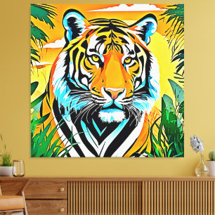Lebhaftes Jungle Tiger Art Design Leinwanddruck