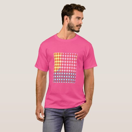 Lebhaftes Kaleidoskop Sunburst T-Shirt (Vorne ganz)