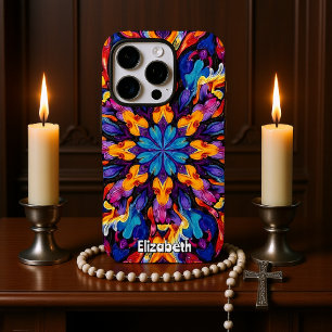 Lebhaftes Kaleidoskopisch Abstraktes Mandala mit F iPhone 16 Pro Hülle
