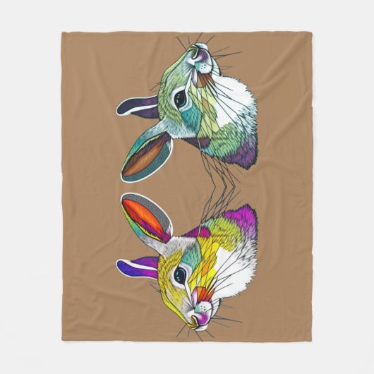 Lebhaftes Kaninchen Triptych Throw Blanket Fleecedecke (Vorderseite)
