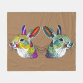 Lebhaftes Kaninchen Triptych Throw Blanket Fleecedecke (Vorderseite (Horizontal))