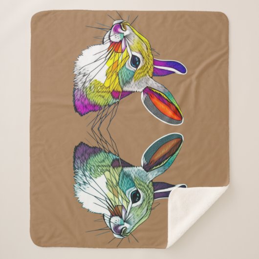 Lebhaftes Kaninchen Triptych Throw Blanket Sherpadecke (Vorderseite)