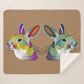 Lebhaftes Kaninchen Triptych Throw Blanket Sherpadecke (Vorderseite (Horizontal))