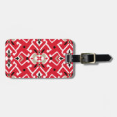 Lebhaftes Kat-Muster in rot, weiß und schwarz Gepäckanhänger (Vorderseite horizontal)