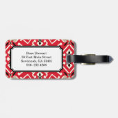 Lebhaftes Kat-Muster in rot, weiß und schwarz Gepäckanhänger (Rückseite horizontal)