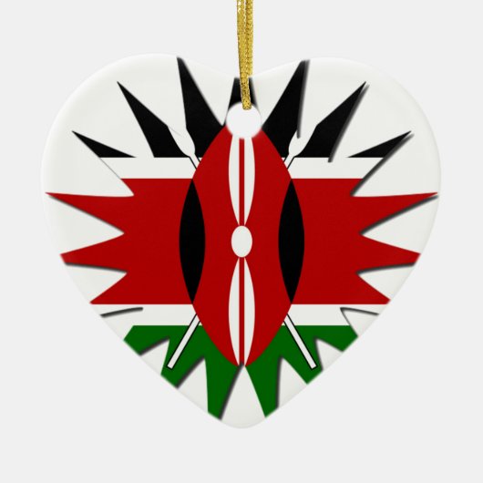 Lebhaftes kenianisches Flaggenmuster: Eine 18-Ster Keramik Ornament (Vorne)