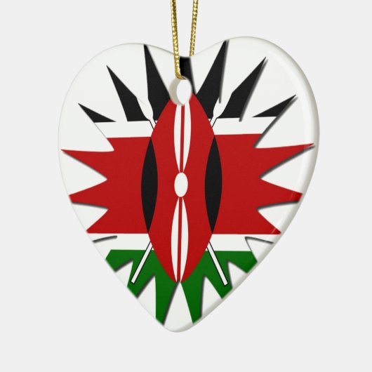 Lebhaftes kenianisches Flaggenmuster: Eine 18-Ster Keramik Ornament (Links)