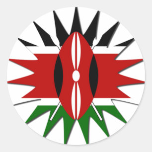 Lebhaftes kenianisches Flaggenmuster: Eine 18-Ster Runder Aufkleber