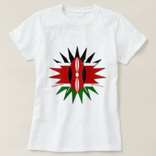 Lebhaftes kenianisches Flaggenmuster: Eine 18-Ster T-Shirt
