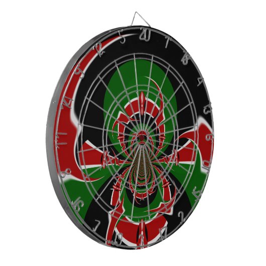 Lebhaftes kenianisches Flaggenmuster: Eine mächtig Dartscheibe (Vorderseite Links)