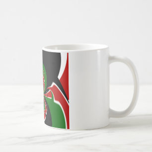 Lebhaftes kenianisches Flaggenmuster: Eine mächtig Kaffeetasse