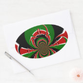 Lebhaftes kenianisches Flaggenmuster: Eine mächtig Ovaler Aufkleber (Umschlag)