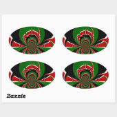 Lebhaftes kenianisches Flaggenmuster: Eine mächtig Ovaler Aufkleber (Blatt)