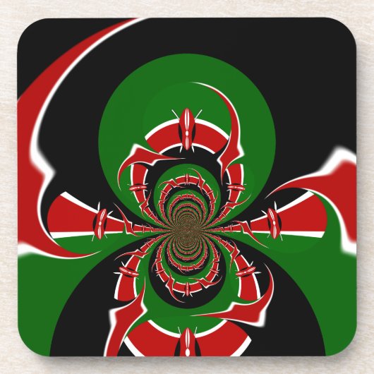 Lebhaftes kenianisches Flaggenmuster: Eine mächtig Untersetzer (Vorderseite)