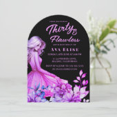 Lebhaftes Kleid mit floralen 30. Geburtstag Einladung (Stehend Vorderseite)
