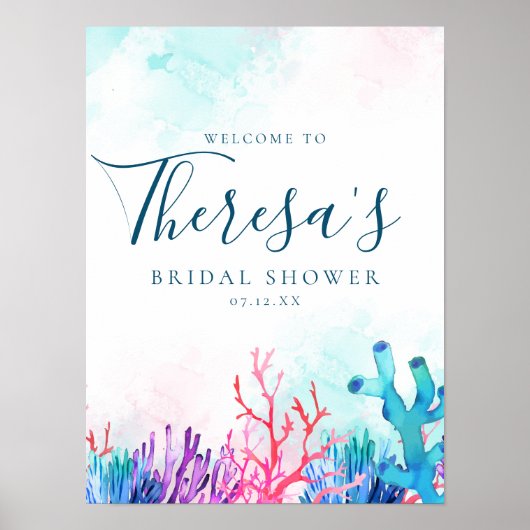 Lebhaftes Korallenriff-Brautparty Poster (Vorne)
