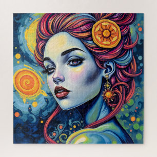 Lebhaftes kosmisches Goddess Portrait Jigsaw Puzzl Puzzle