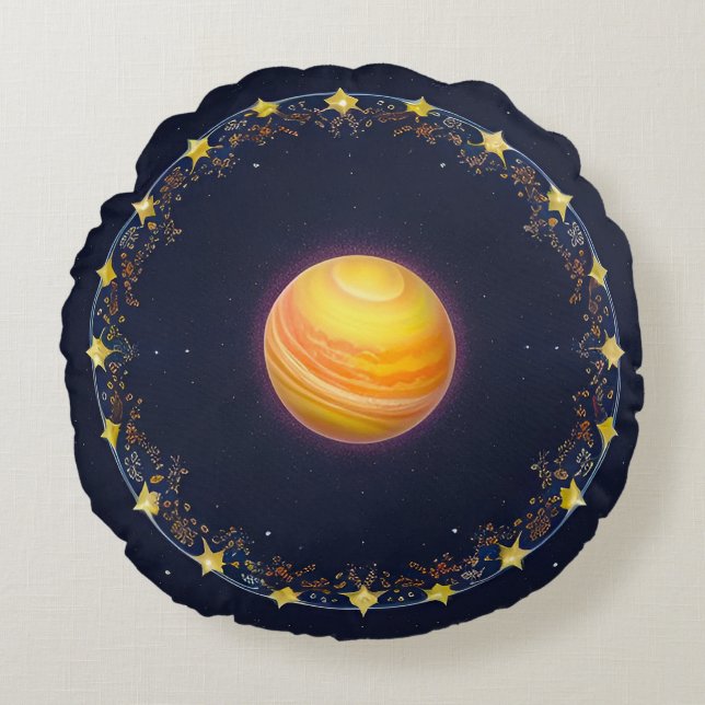 Lebhaftes kosmisches Kunstwerk Rundes Kissen (Vorderseite)