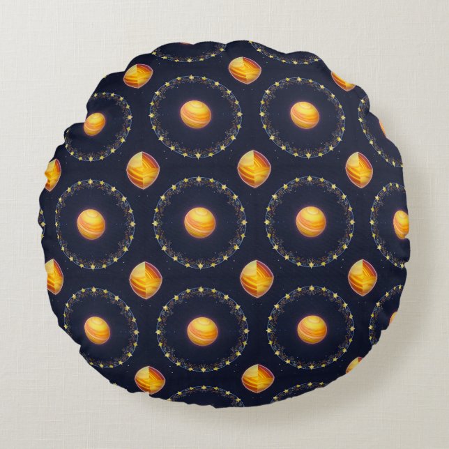 Lebhaftes kosmisches Kunstwerk Rundes Kissen (Vorderseite)