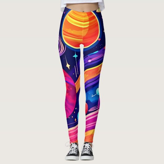 Lebhaftes kosmisches Symphoniedesign Leggings (Vorderseite)