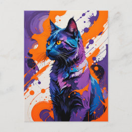 Lebhaftes kubistisches Cat Portrait Postkarte