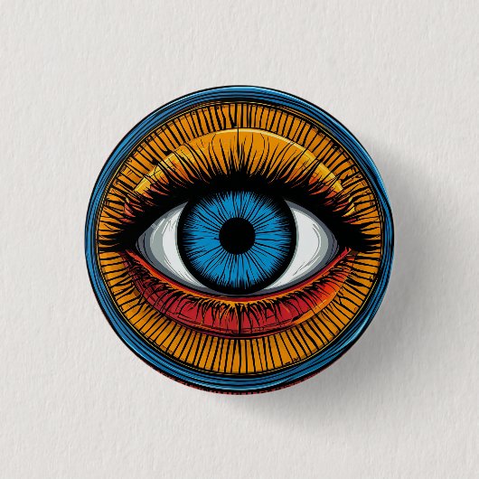 Lebhaftes künstlerisches böse Augendesign Button (Vorderseite)