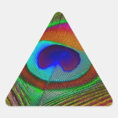 Lebhaftes Kupfer Peacock Feather Dreieckiger Aufkleber (Vorderseite)