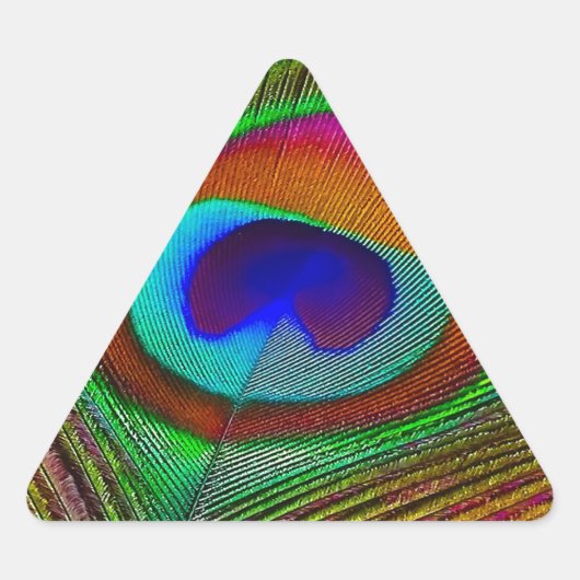 Lebhaftes Kupfer Peacock Feather Dreieckiger Aufkleber (Vorderseite)