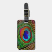 Lebhaftes Kupfer Peacock Feather Gepäckanhänger (Vorderseite vertikal)