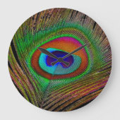 Lebhaftes Kupfer Peacock Feather Große Wanduhr (Vorderseite)