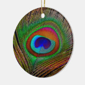 Lebhaftes Kupfer Peacock Feather Keramik Ornament (Links)