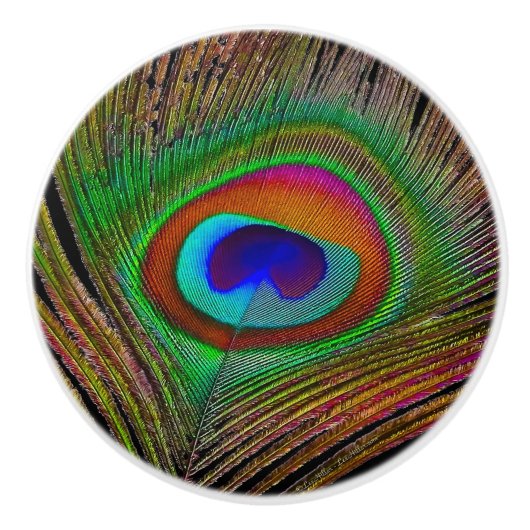 Lebhaftes Kupfer Peacock Feather Keramikknauf (Vorderseite)
