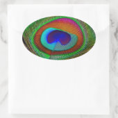 Lebhaftes Kupfer Peacock Feather Ovaler Aufkleber (Tasche)