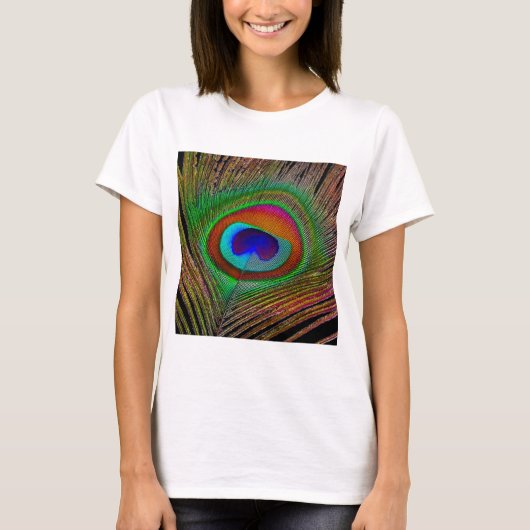 Lebhaftes Kupfer Peacock Feather T-Shirt (Vorderseite)