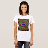 Lebhaftes Kupfer Peacock Feather T-Shirt (Vorne ganz)