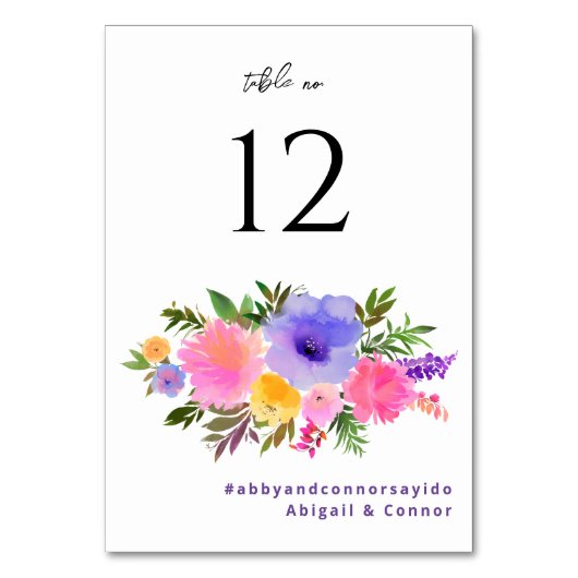 Lebhaftes Lässiges Magenta Violet Gelb Tischnummer (Vorderseite)