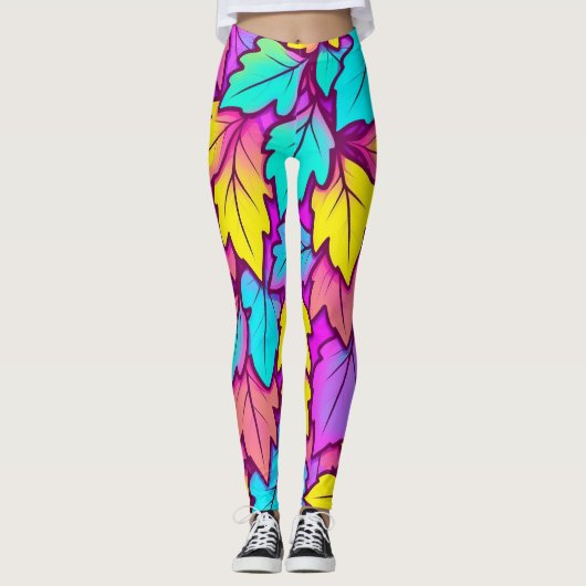 Lebhaftes Leaf farbenfroh, Natur Leggings (Vorderseite)