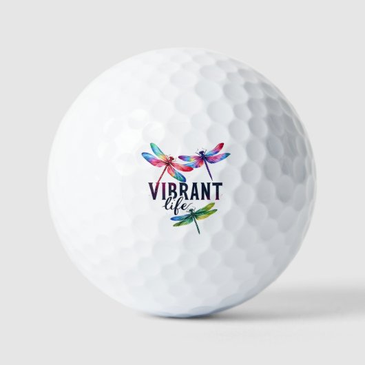 Lebhaftes Leben - Künstlerische Libelle Golfball (Vorderseite)
