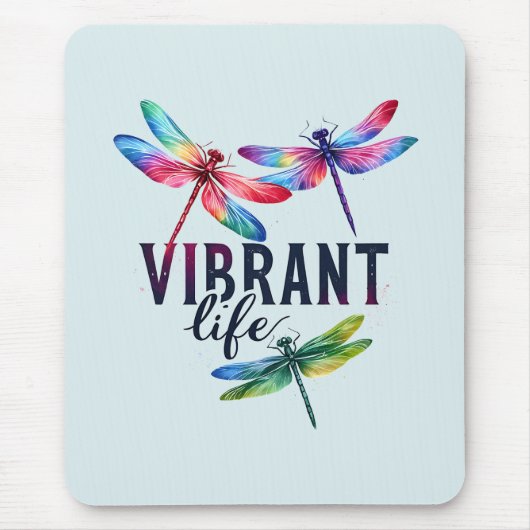 Lebhaftes Leben - Künstlerische Libelle Mousepad (Vorne)